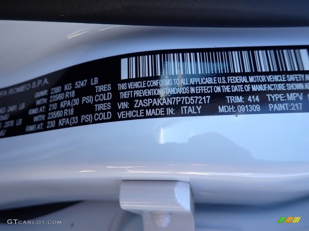 2023 Stelvio Color Code 217 for Alfa White Photo #145687049