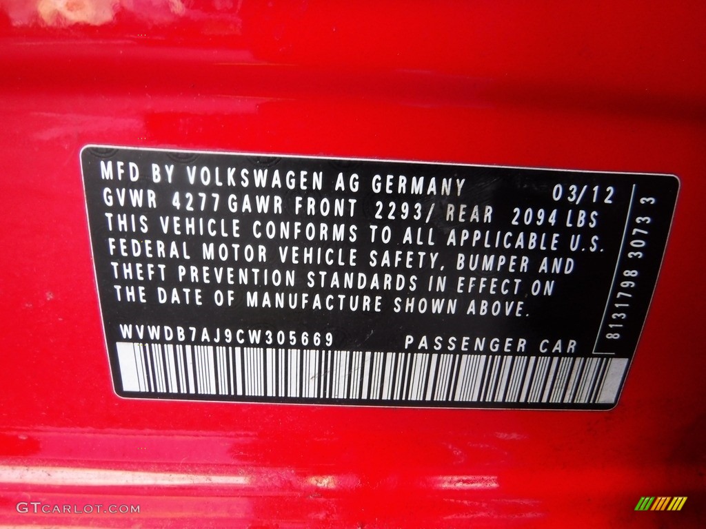 2012 Golf 4 Door - Tornado Red / Titan Black photo #27