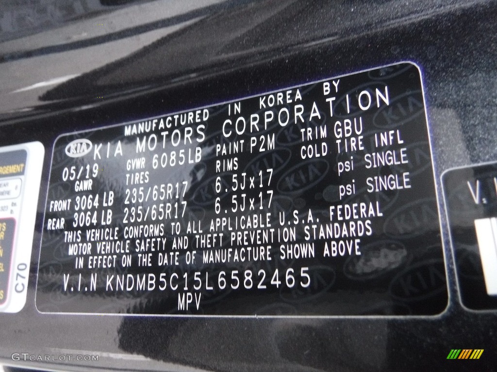 2020 Kia Sedona LX Color Code Photos