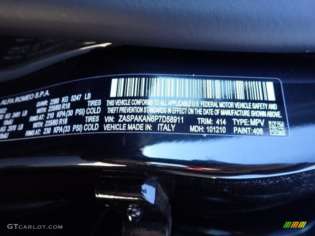 2023 Alfa Romeo Stelvio Sprint AWD Color Code Photos