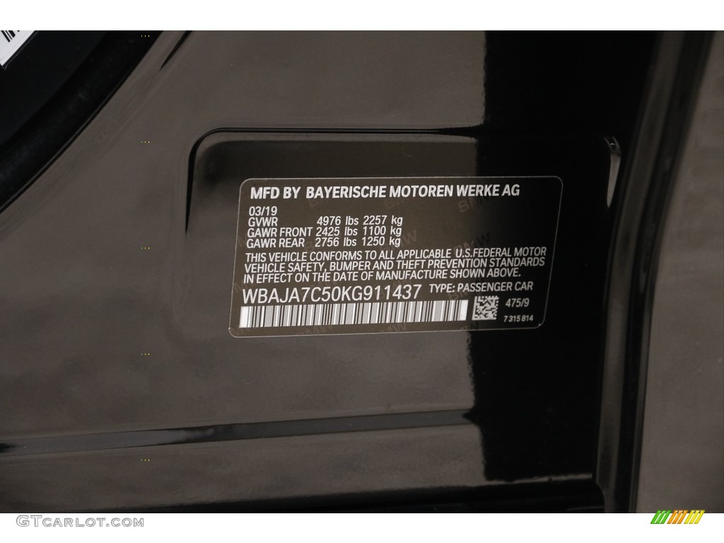 2019 5 Series 530i xDrive Sedan - Black Sapphire Metallic / Black photo #25
