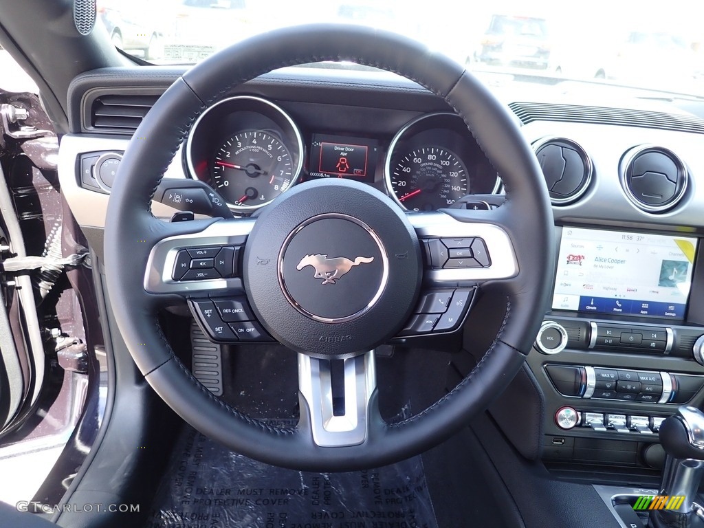2023 Ford Mustang GT Fastback Ebony Steering Wheel Photo #145696280