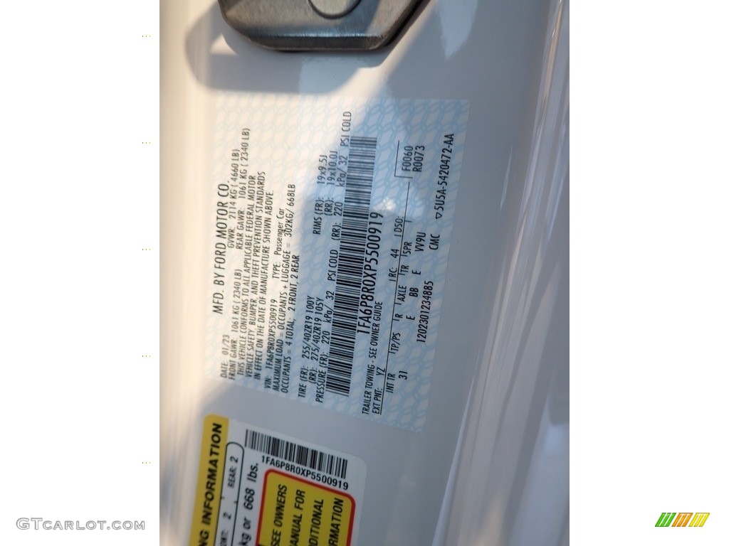 2023 Mustang Color Code YZ for Oxford White Photo #145696445
