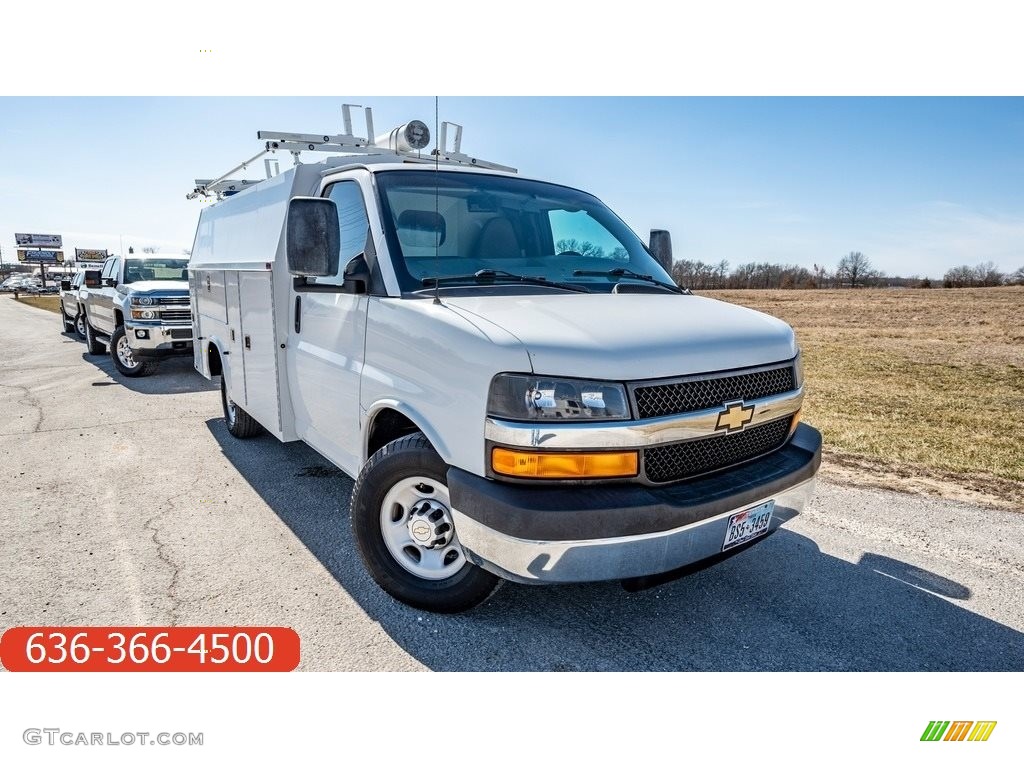 2012 Express Cutaway 3500 Commercial Utility Truck - Summit White / Pewter photo #1