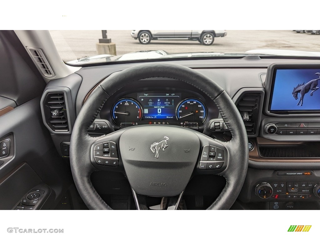 2022 Ford Bronco Sport Outer Banks 4x4 Ebony/Roast Steering Wheel Photo #145709171