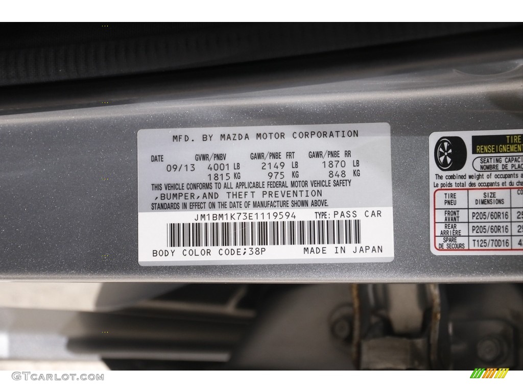 2014 Mazda MAZDA3 i Sport 5 Door Color Code Photos