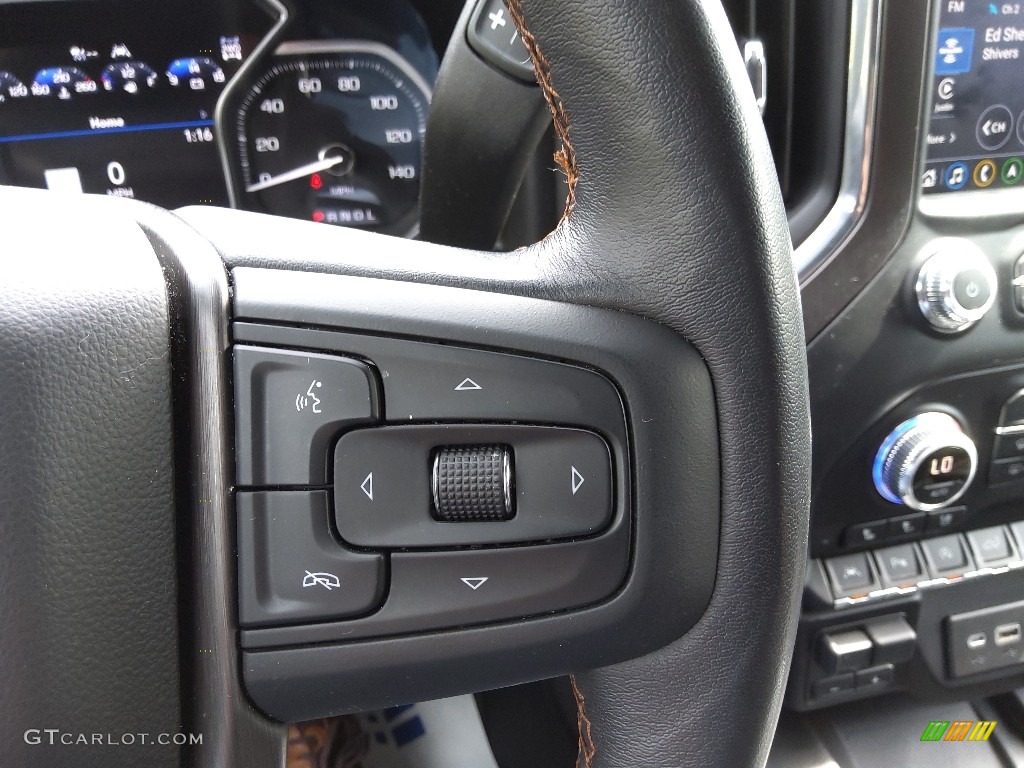 2021 GMC Sierra 1500 AT4 Crew Cab 4WD Jet Black Steering Wheel Photo #145712845