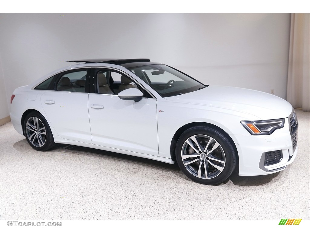 2019 A6 3.0 TFSI Premium Plus quattro - Ibis White / Pearl Beige photo #1