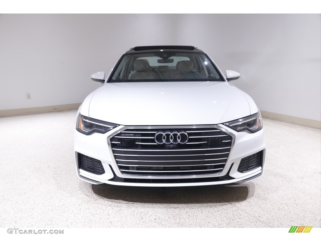 2019 A6 3.0 TFSI Premium Plus quattro - Ibis White / Pearl Beige photo #2