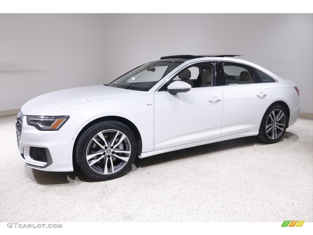 2019 A6 3.0 TFSI Premium Plus quattro - Ibis White / Pearl Beige photo #3