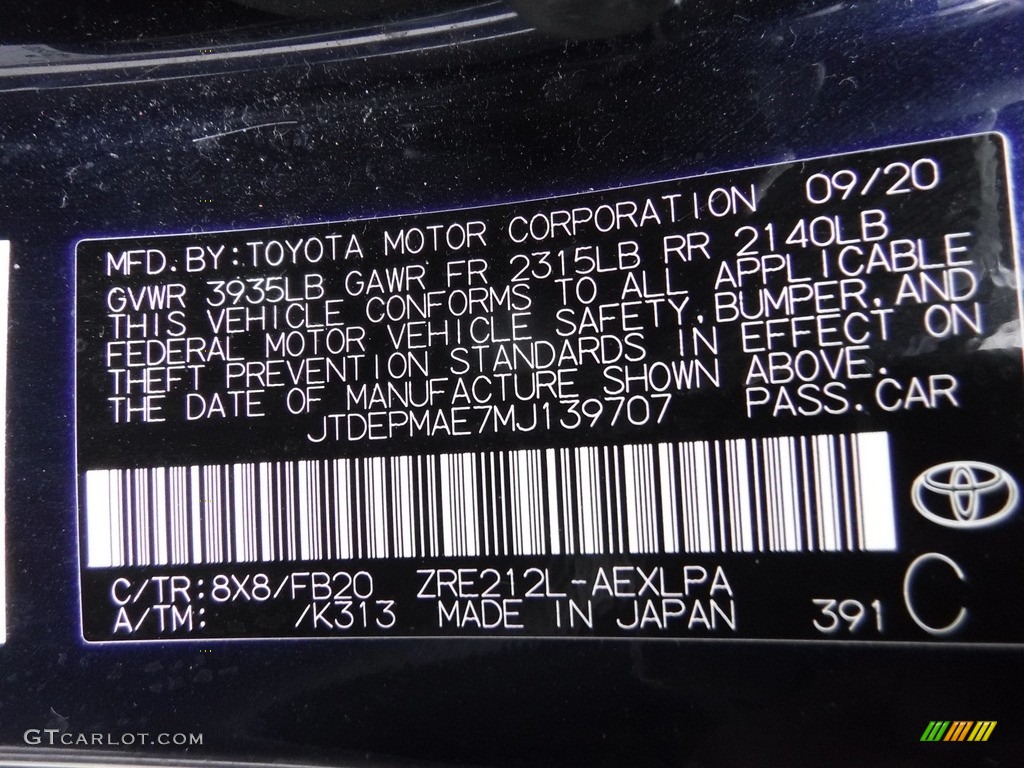 2021 Corolla LE - Blueprint / Black photo #29