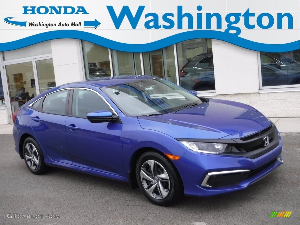 2020 Civic LX Sedan - Aegean Blue Metallic / Black photo #1