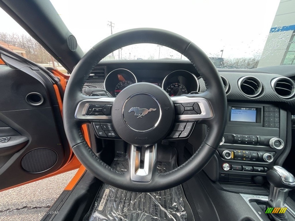 2020 Ford Mustang EcoBoost Fastback Ebony Steering Wheel Photo #145714831