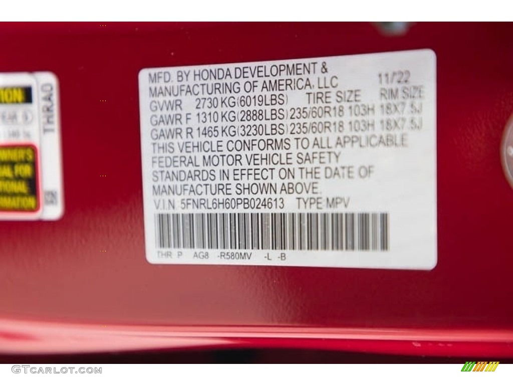 2023 Odyssey EX-L - Radiant Red Metallic II / Beige photo #40