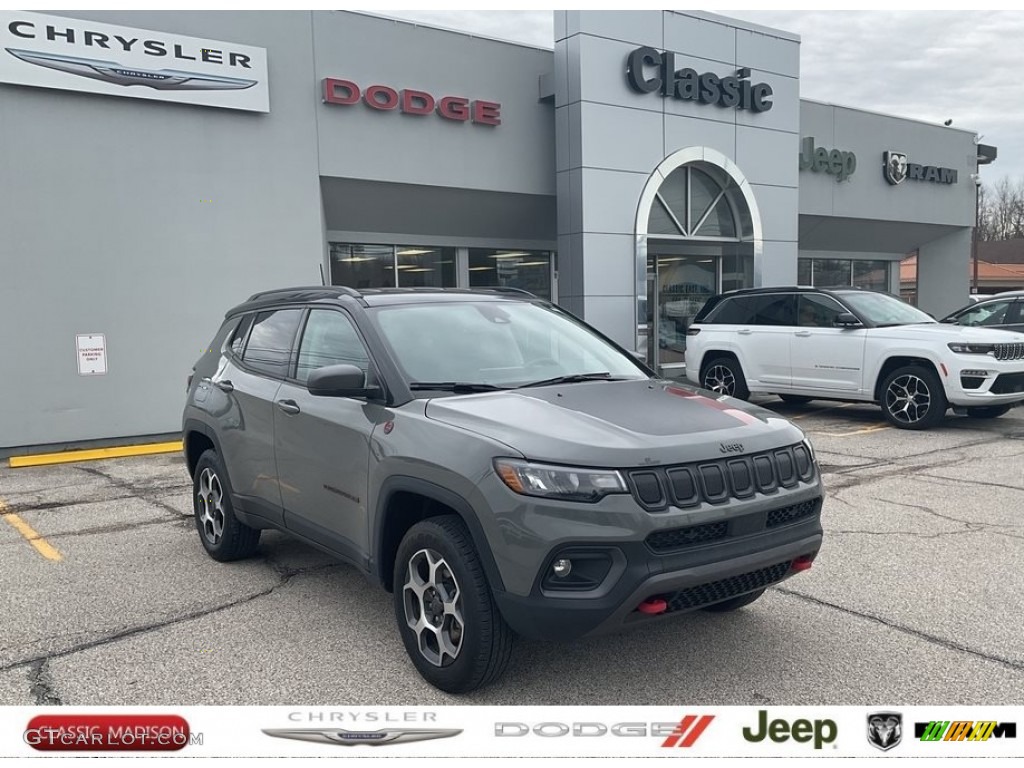 2022 Compass Trailhawk 4x4 - Sting Gray / Black/Ruby Red photo #1