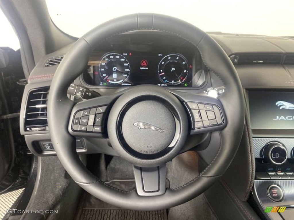 2023 Jaguar F-TYPE P450 AWD R-Dynamic Coupe Ebony Steering Wheel Photo #145717918