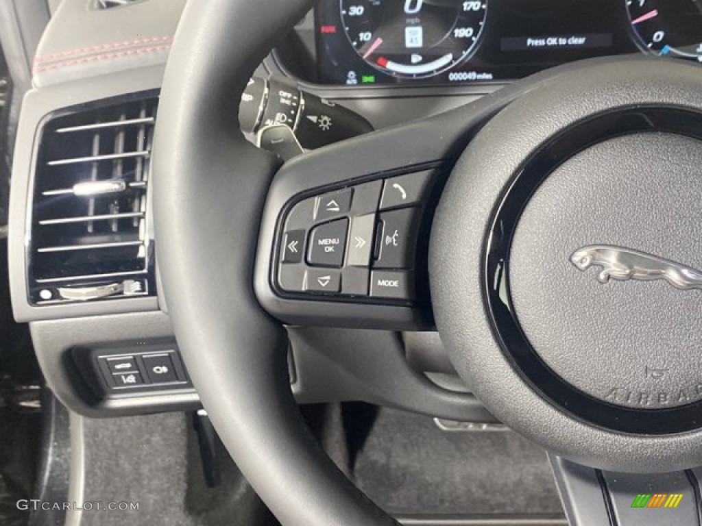 2023 Jaguar F-TYPE P450 AWD R-Dynamic Coupe Ebony Steering Wheel Photo #145717936