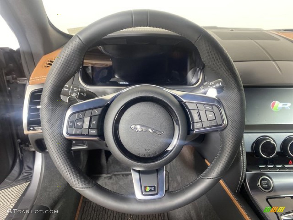 2023 Jaguar F-TYPE R AWD Coupe Tan/Light Oyster Stitching Steering Wheel Photo #145718296