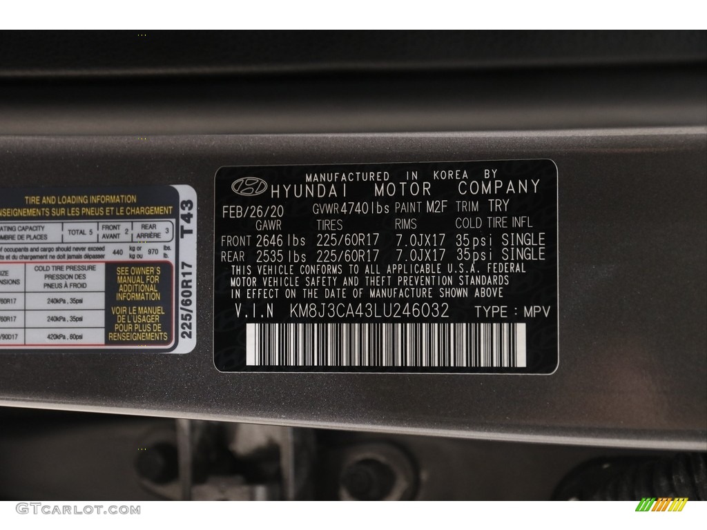 2020 Tucson Value AWD - Magnetic Force Metallic / Black photo #19