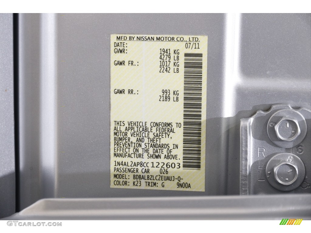 2012 Altima 2.5 S - Brilliant Silver / Charcoal photo #19