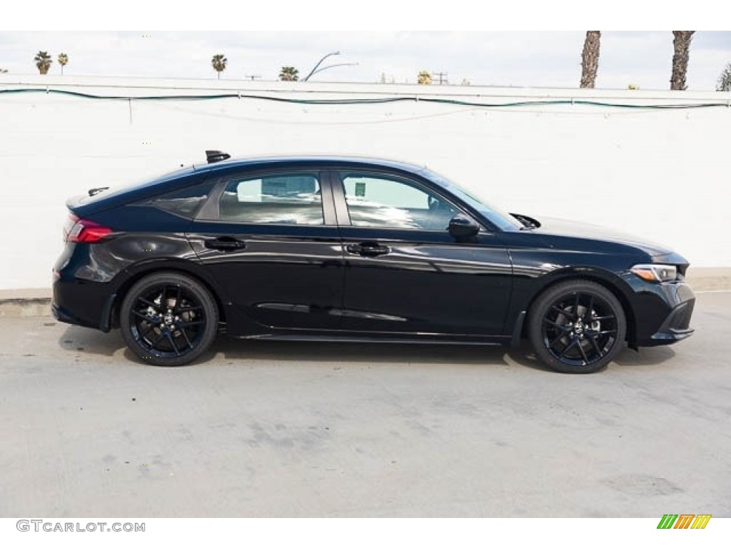 Crystal Black Pearl 2023 Honda Civic Sport Hatchback Exterior Photo #145727245
