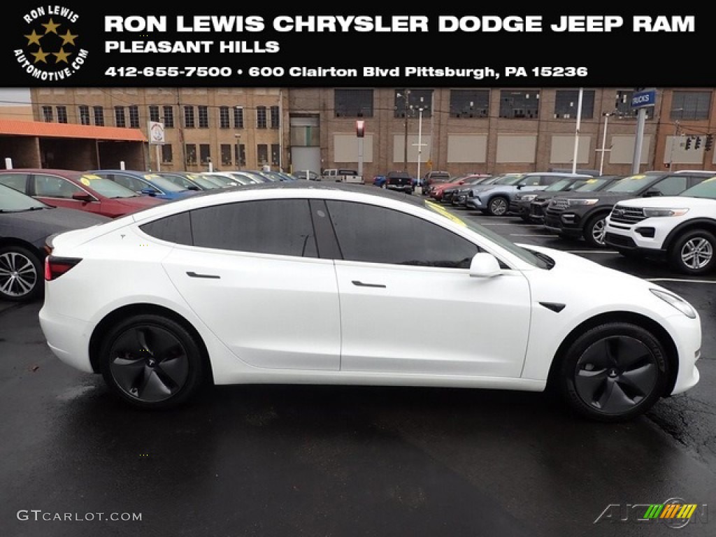 2019 Model 3 Standard Range - Pearl White Multi-Coat / Black photo #1