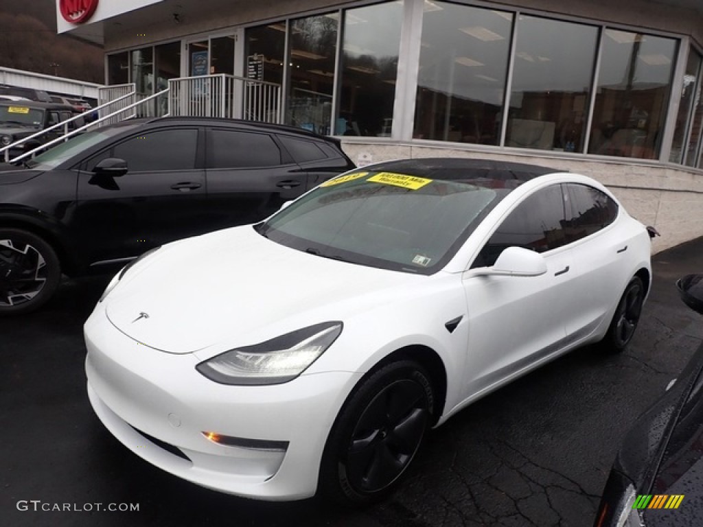 2019 Model 3 Standard Range - Pearl White Multi-Coat / Black photo #2
