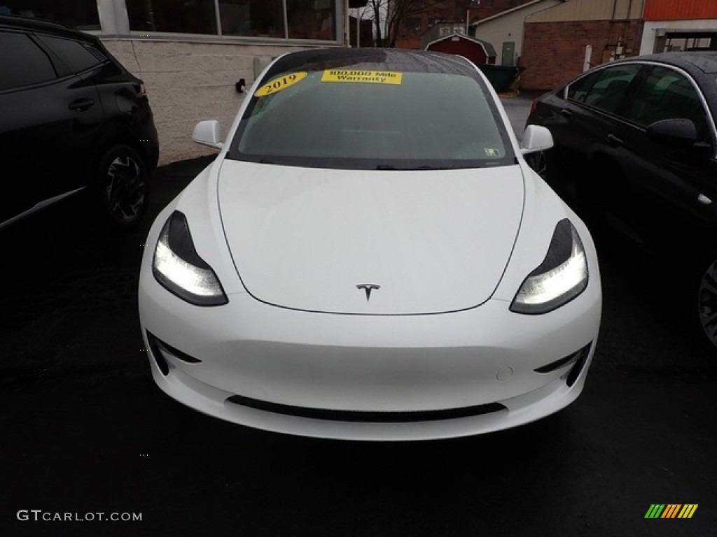 2019 Model 3 Standard Range - Pearl White Multi-Coat / Black photo #3