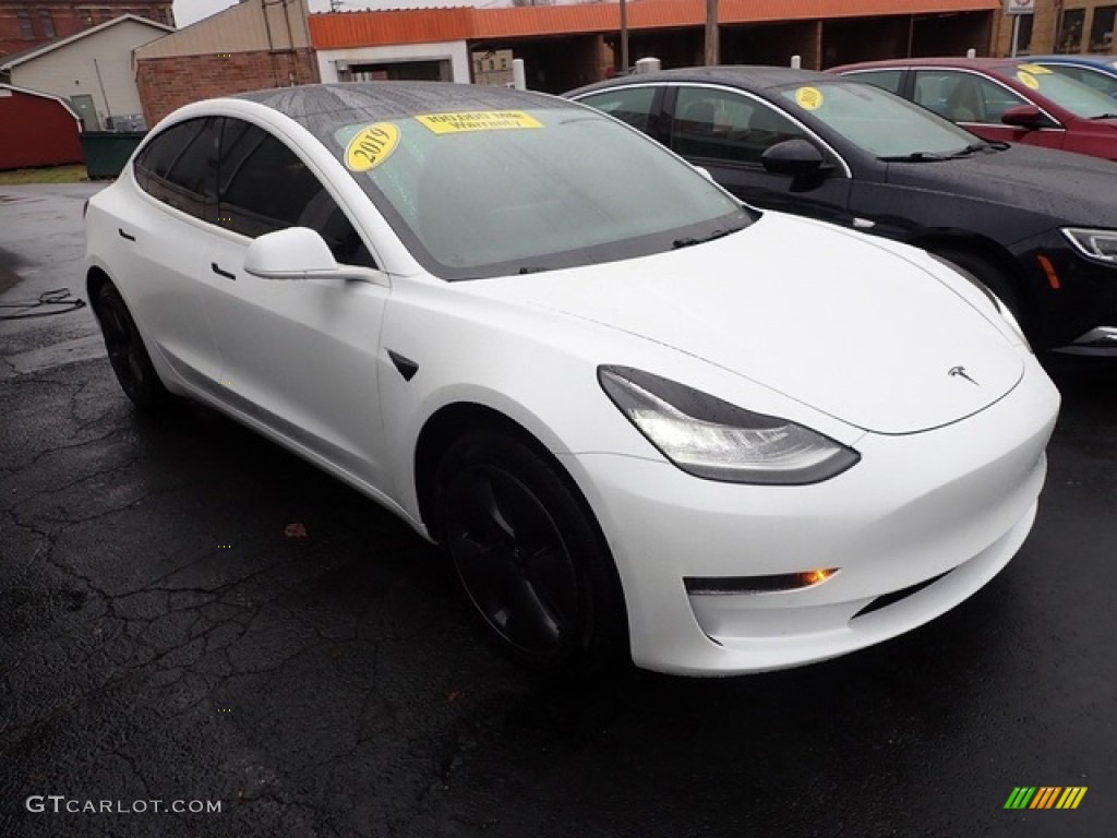 2019 Model 3 Standard Range - Pearl White Multi-Coat / Black photo #4