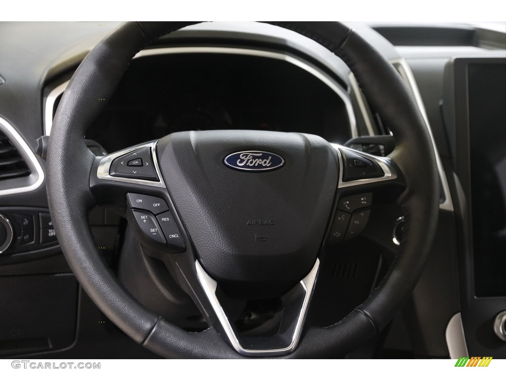 2021 Ford Edge SEL AWD Ebony Steering Wheel Photo #145730728