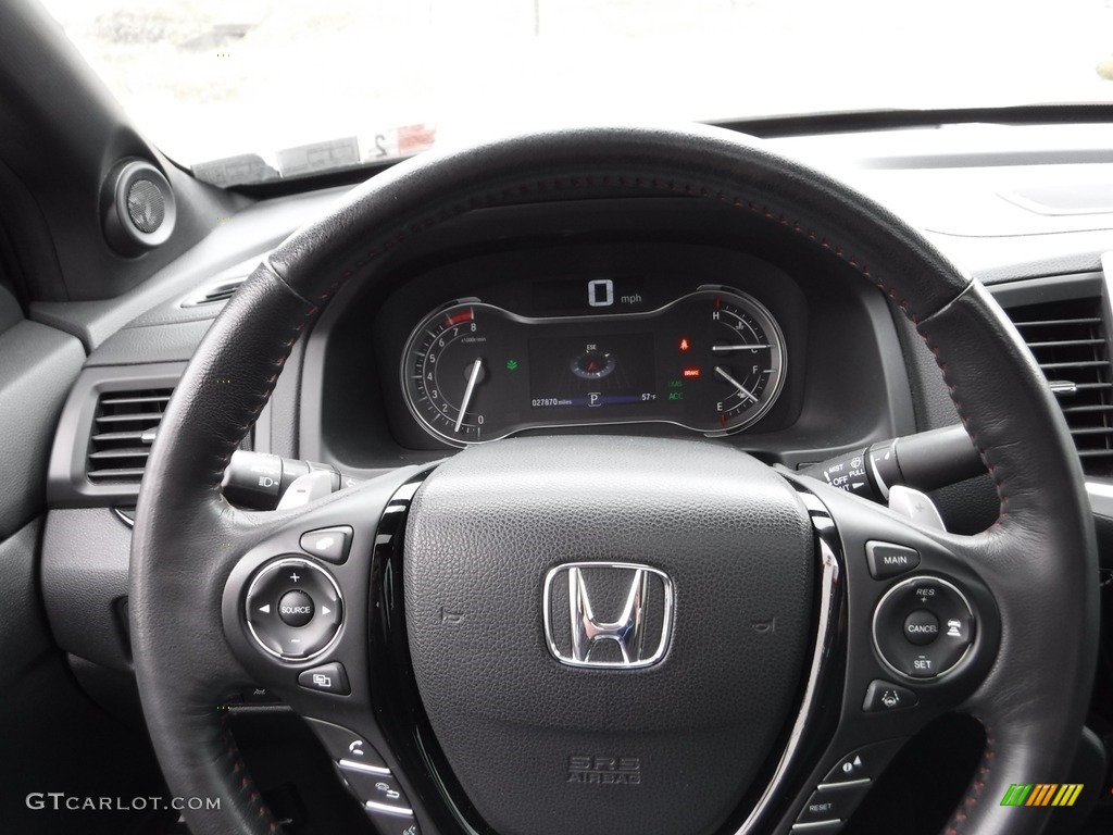 2020 Honda Ridgeline Black Edition AWD Black Steering Wheel Photo #145737556