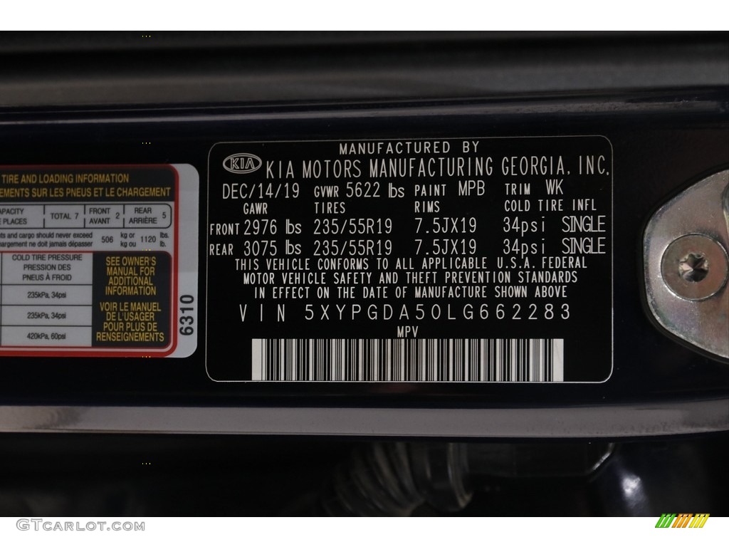 2020 Kia Sorento LX AWD Color Code Photos