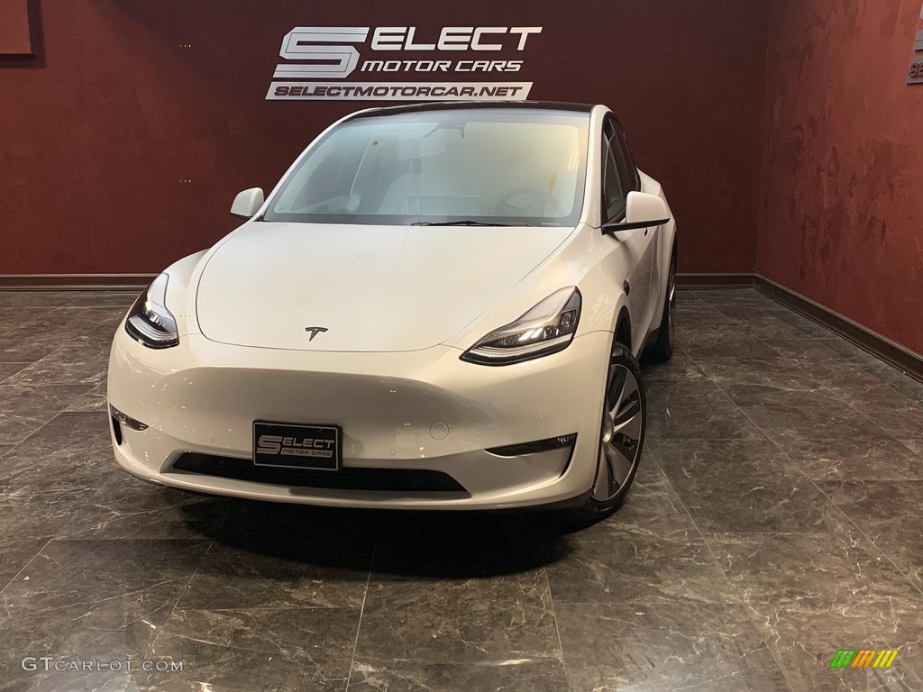 2022 Model Y Long Range AWD - Pearl White Multi-Coat / White/Black photo #1