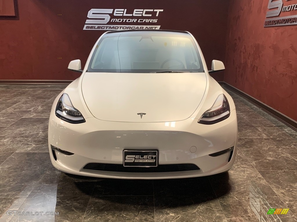 2022 Model Y Long Range AWD - Pearl White Multi-Coat / White/Black photo #2