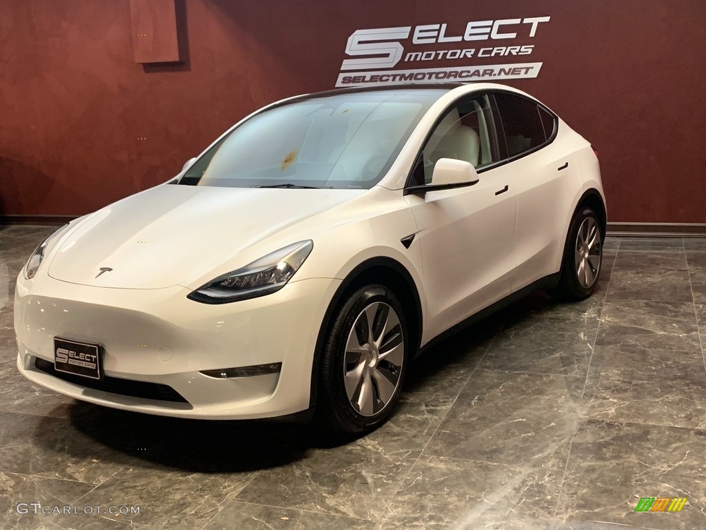 2022 Model Y Long Range AWD - Pearl White Multi-Coat / White/Black photo #5