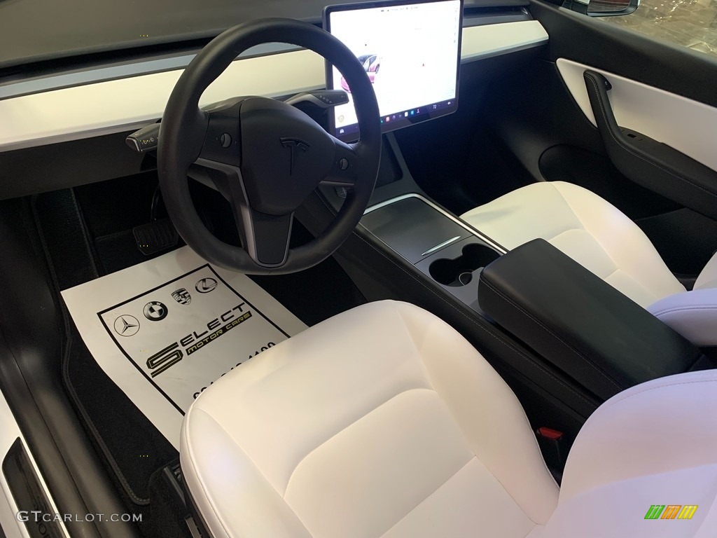 2022 Model Y Long Range AWD - Pearl White Multi-Coat / White/Black photo #8