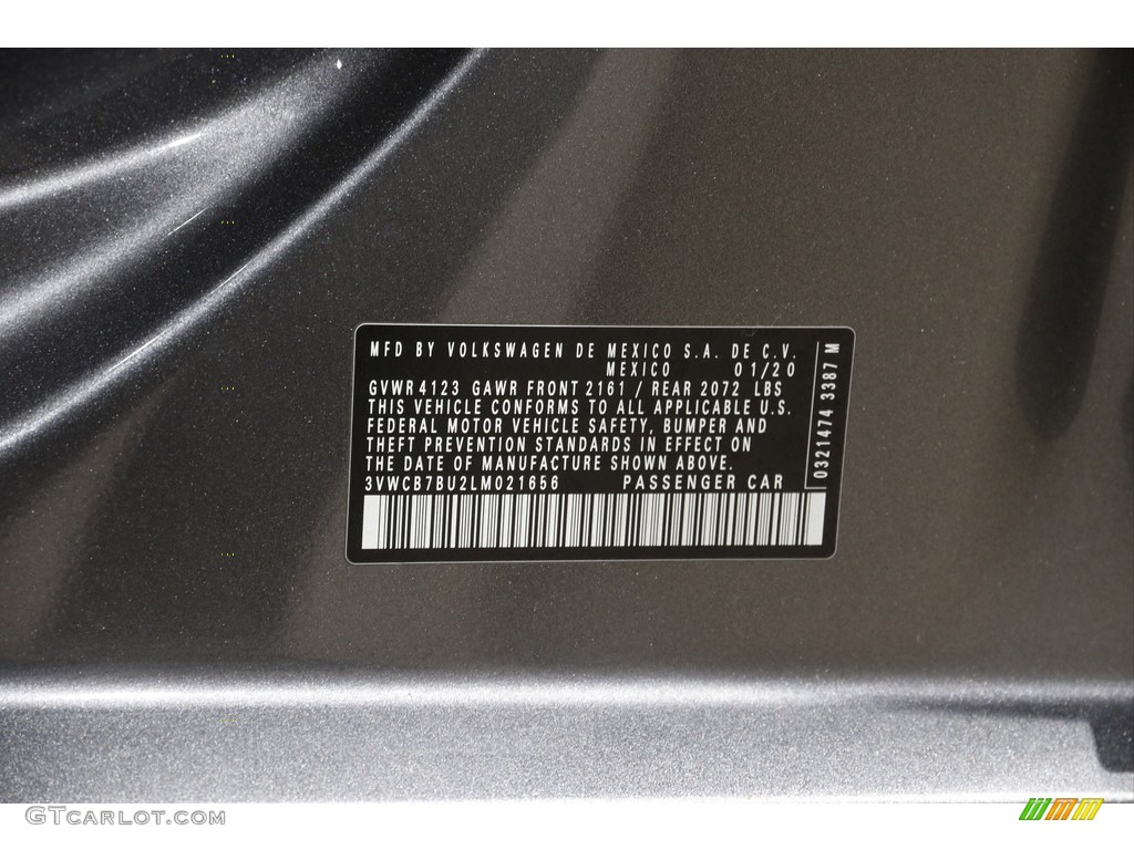 2020 Jetta S - Platinum Gray Metallic / Titan Black photo #20