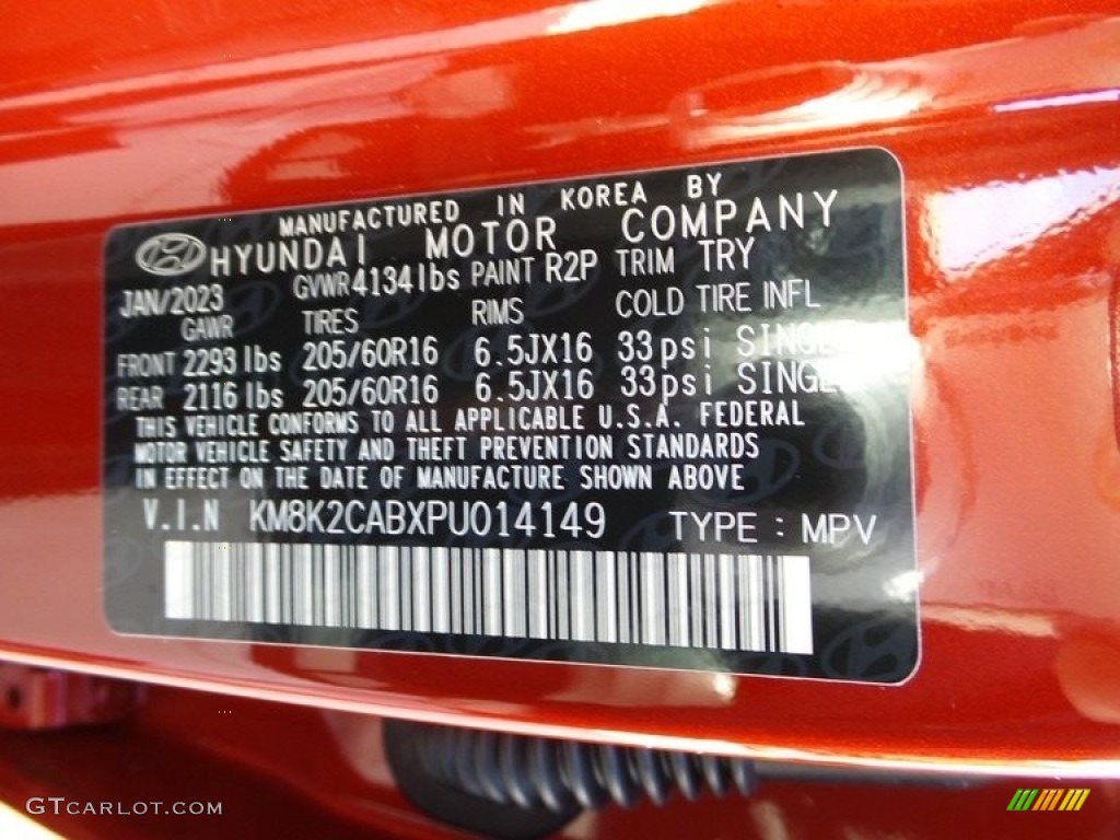 2023 Hyundai Kona SE AWD Color Code Photos