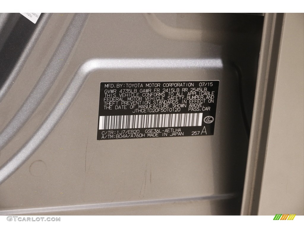 2015 IS Color Code 1J7 for Atomic Silver Photo #145749559