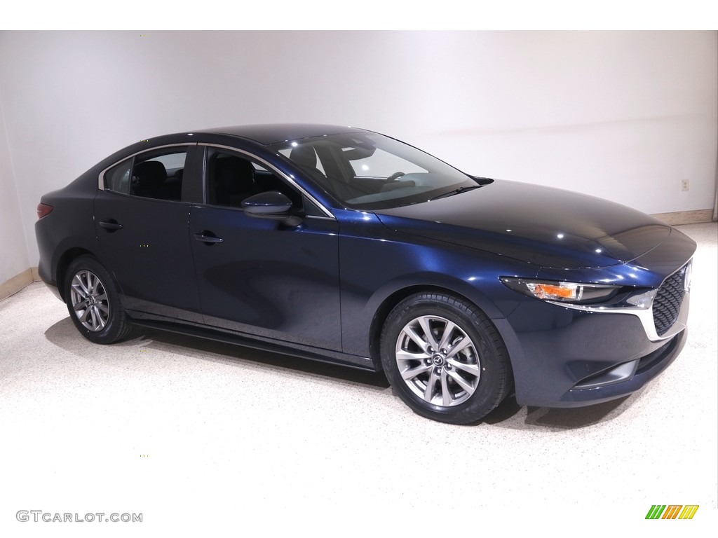 2020 MAZDA3 Sedan - Deep Crystal Blue Mica / Black photo #1