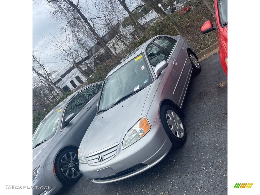 2001 Civic EX Sedan - Satin Silver Metallic / Gray photo #2