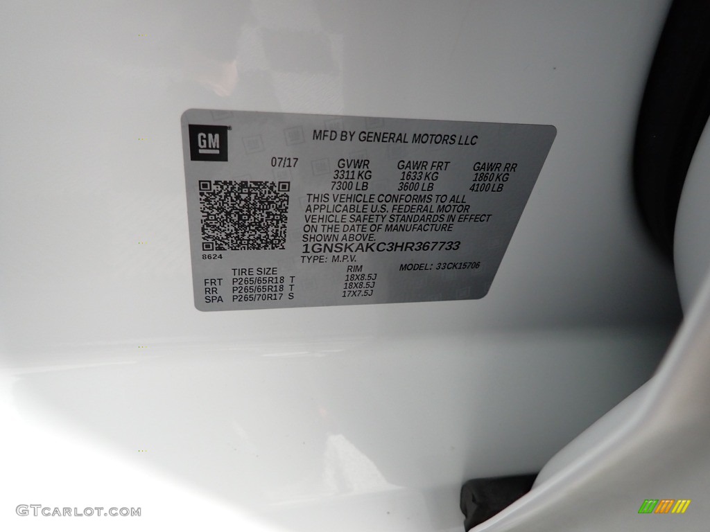 2017 Tahoe LS 4WD - Summit White / Jet Black photo #31