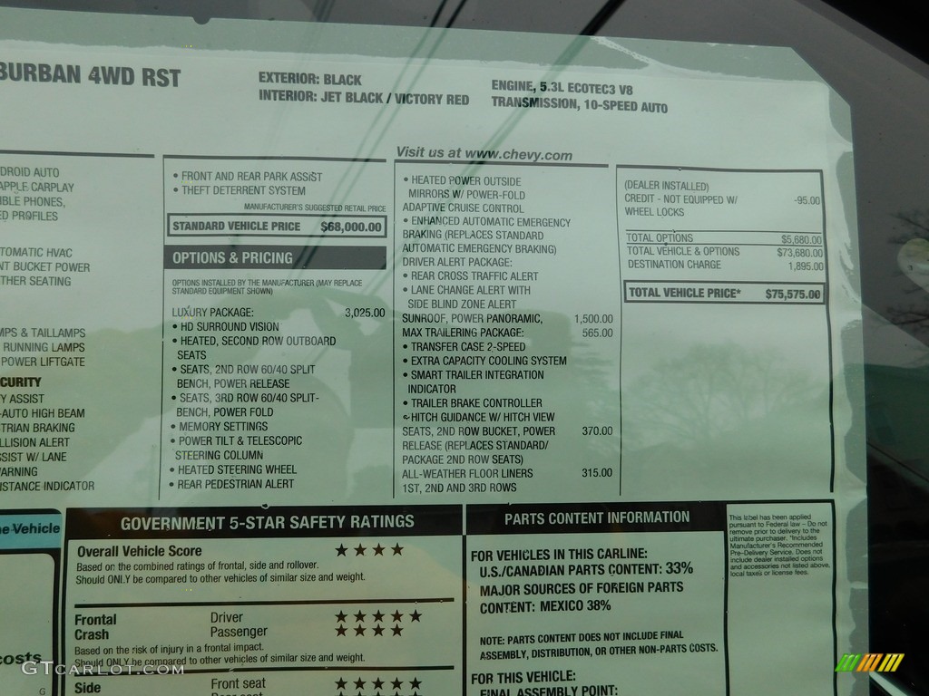 2023 Suburban RST 4WD - Black / Jet Black/Victory Red photo #55