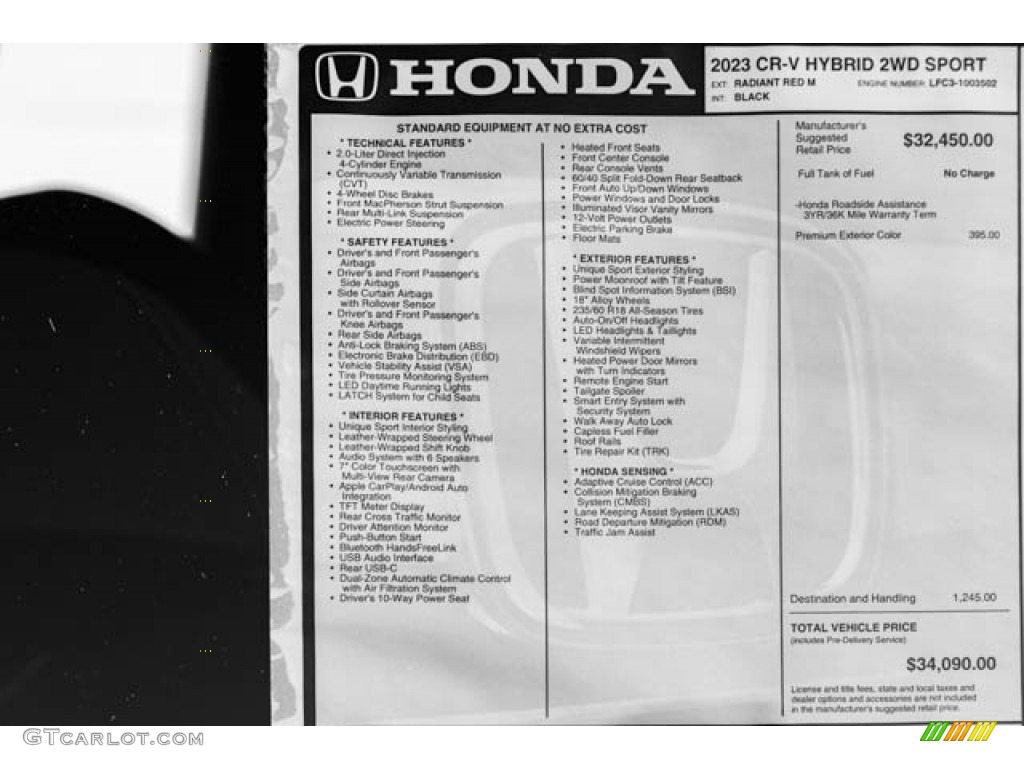 2023 Honda CRV Sport Hybrid Window Sticker Photo 145762153