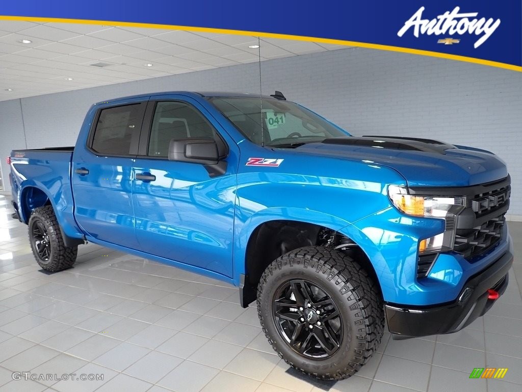 2023 Silverado 1500 Custom Trail Boss Crew Cab 4x4 - Glacier Blue Metallic / Jet Black photo #1