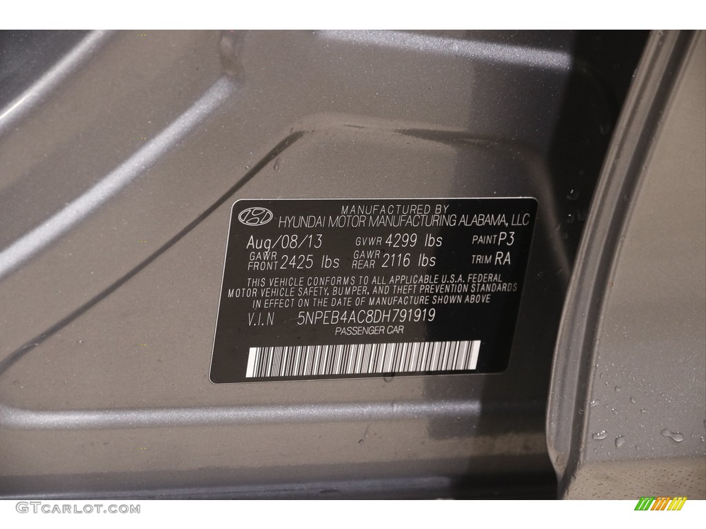 2013 Sonata GLS - Harbor Gray Metallic / Gray photo #20