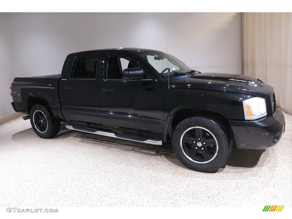 2007 Dakota SLT Quad Cab 4x4 - Brilliant Black Crystal Pearl / Medium Slate Gray photo #1
