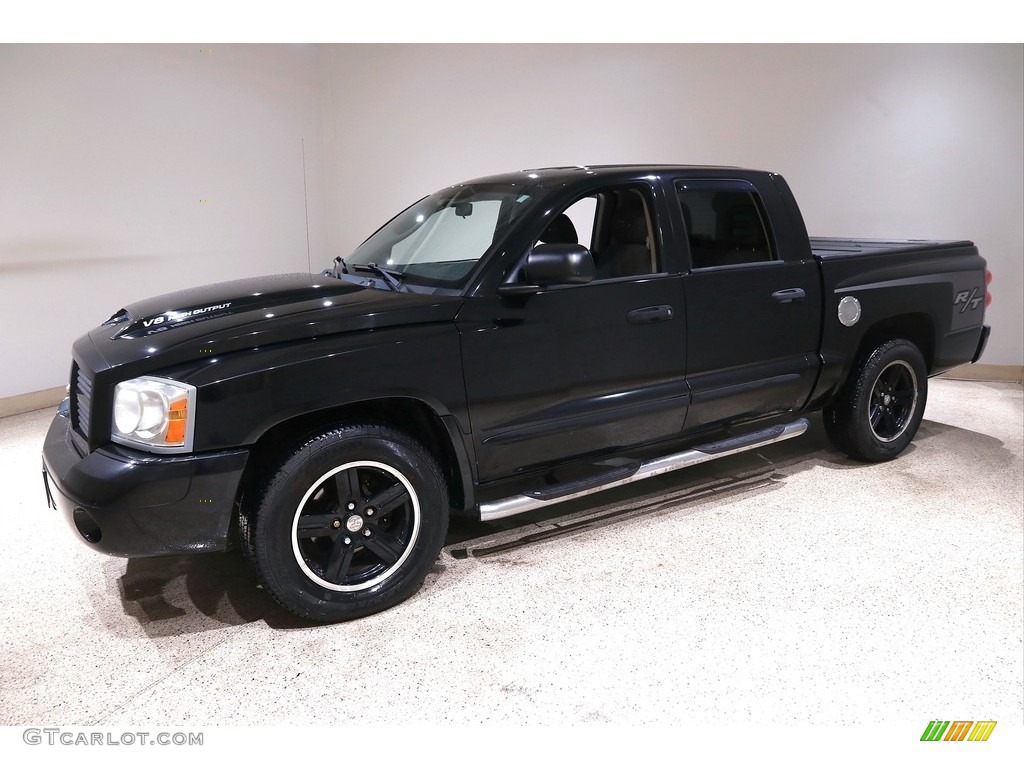 2007 Dakota SLT Quad Cab 4x4 - Brilliant Black Crystal Pearl / Medium Slate Gray photo #3