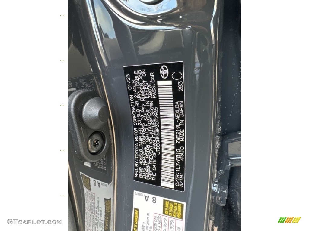 2023 Toyota Corolla LE Hybrid Color Code Photos