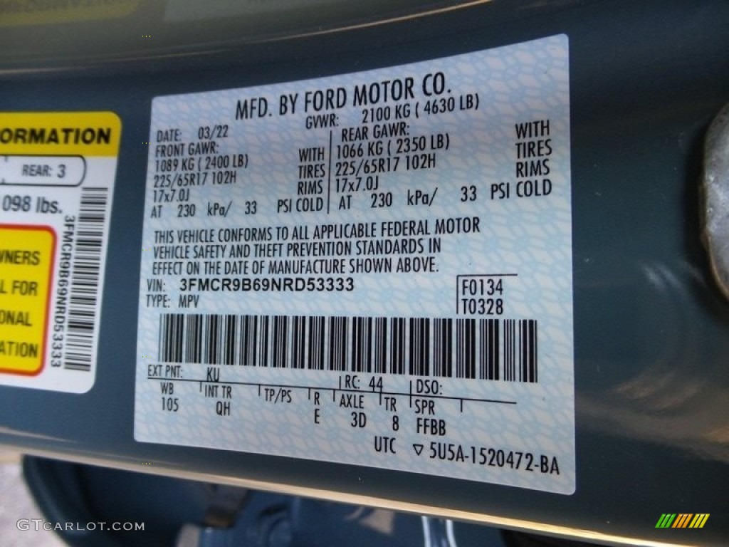 2022 Bronco Sport Color Code KU for Area 51 Photo #145784011